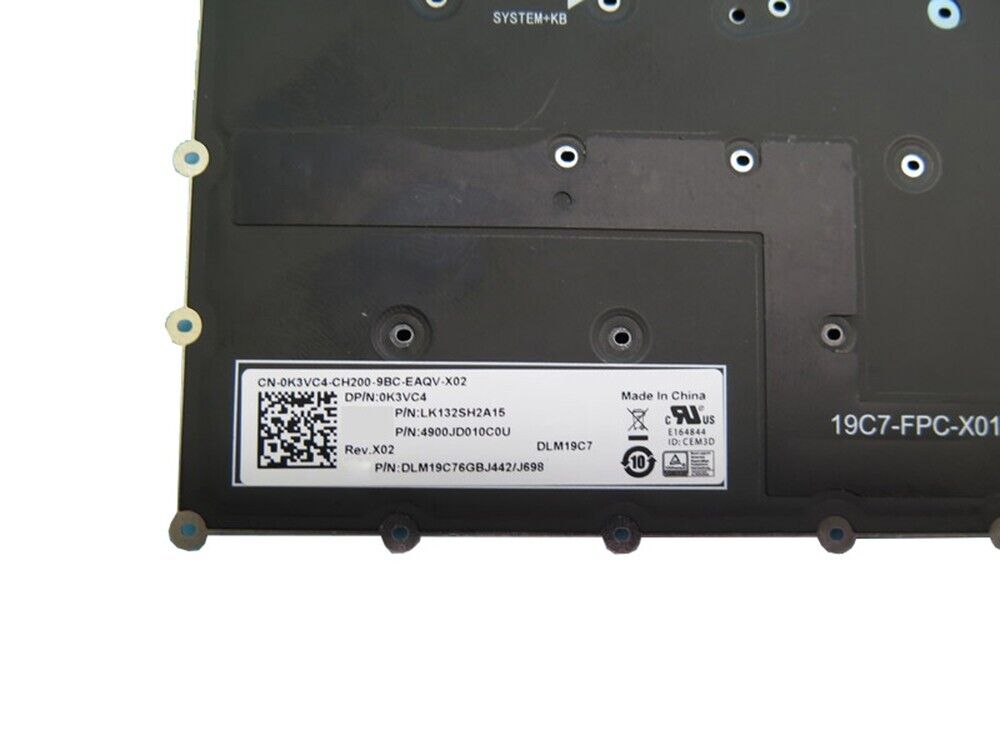 UK Keyboard For DELL XPS 9500 9510 9520 9700 9710 9720 0K3VC4 K3VC4 Backlit New