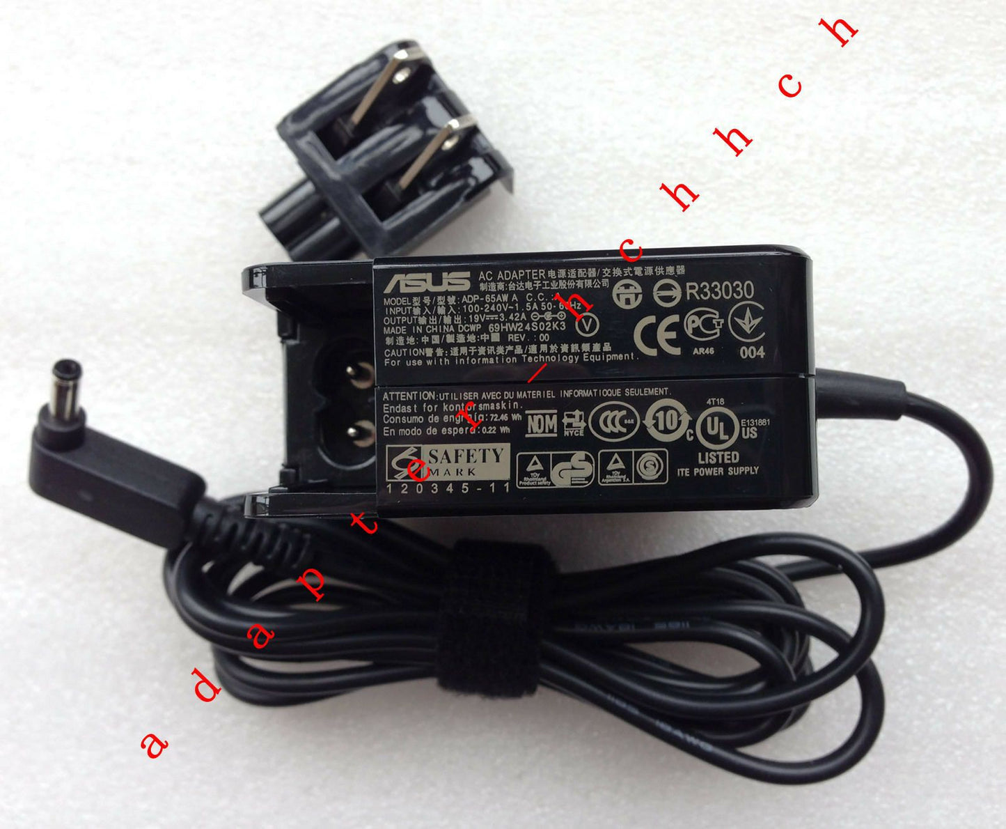 Original OEM ASUS 65W 19V AC Adapter for ASUS ZENBOOK UX303LN-DQ124H Ultrabook