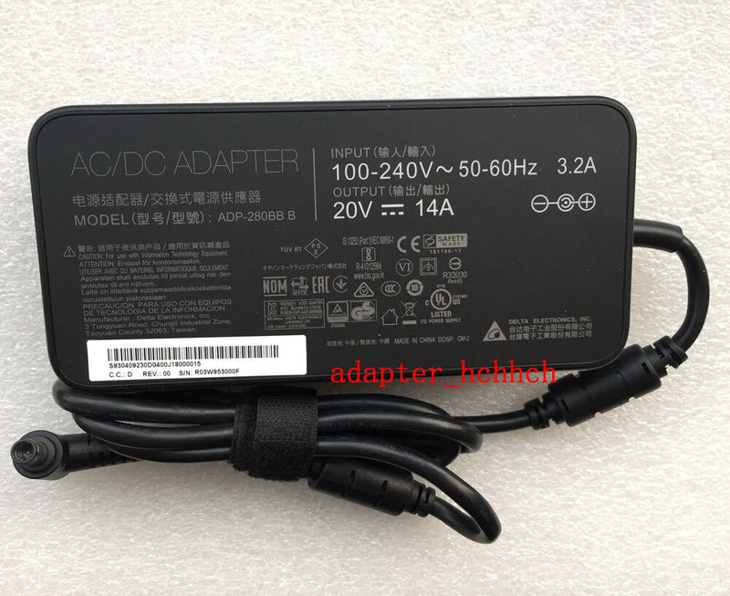 New Original MSI GE75/RTX2070/RTX2080 Super,957-17E21P-101 280W 20V Adapter&Cord