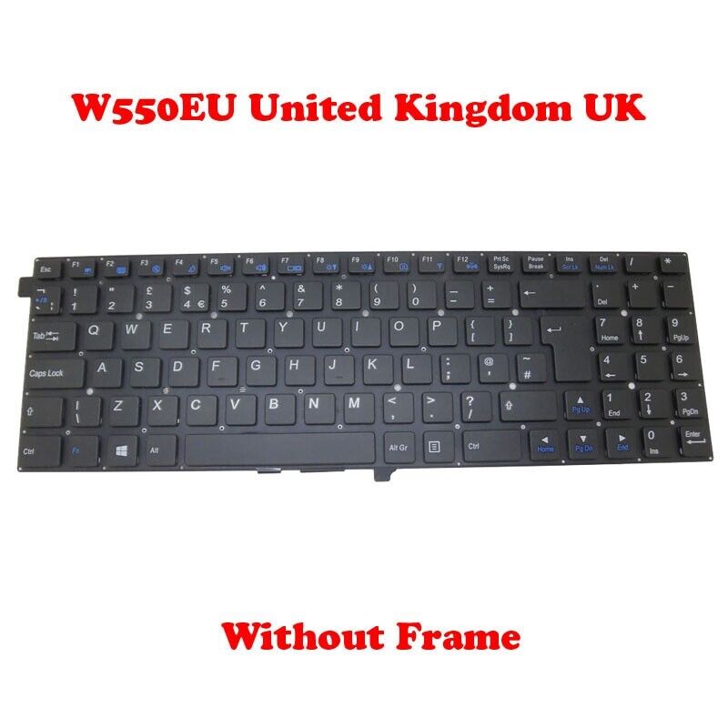 UK Keyboard For CLEVO W550EU W550EU1 MP-12C96GB-430W 6-80-W5500-192-1 No Frame