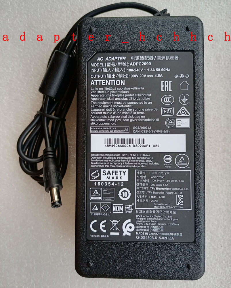 New Original AOC 20V 4.5A AC Adapter for AOC ADPC2090 5.5mm*2.5mm Gaming Monitor