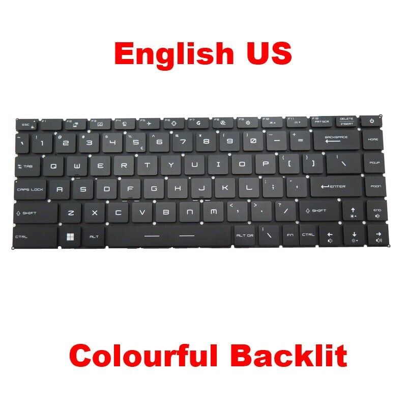 RGB Backlit Keyboard For MSI Stealth GS66-12U 12UE 12UG 12UGS 12UH 12UHS English