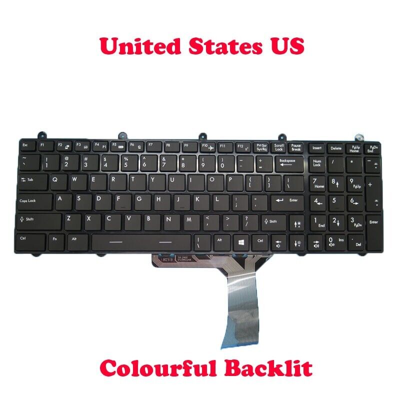 Colourful Backlit US Keyboard For MSI GT60 V123322AK1 US S1N-3EUS271-SA0 MS-16GF