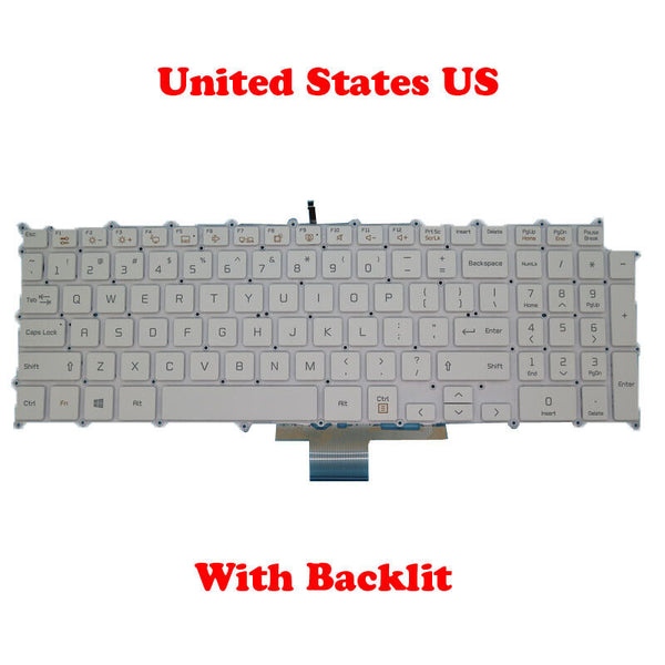 White Backlit Keyboard For LG 17Z90N SG-90980-XUA SN3890BL AEW74109802 English
