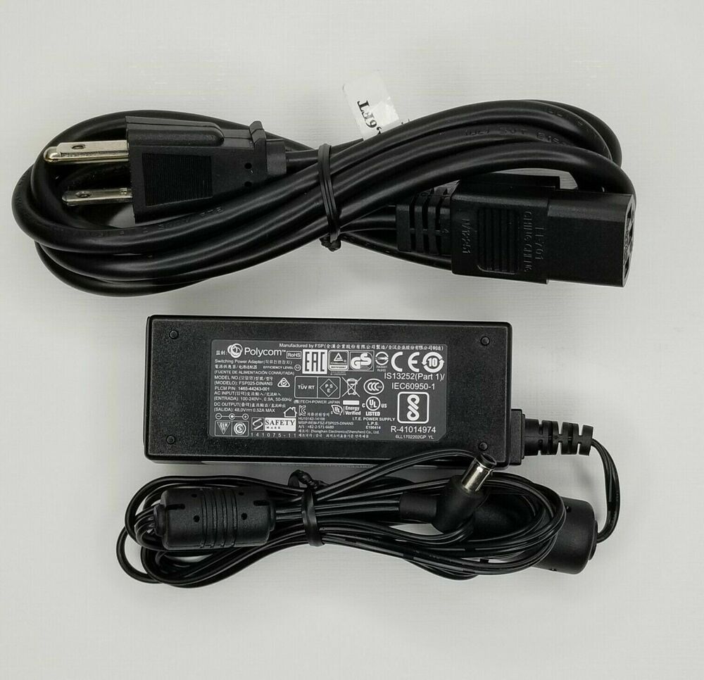 New Original Polycom FSP025-DINANS 1465-44243-001 48V 0.52A Power Adapter&Cord