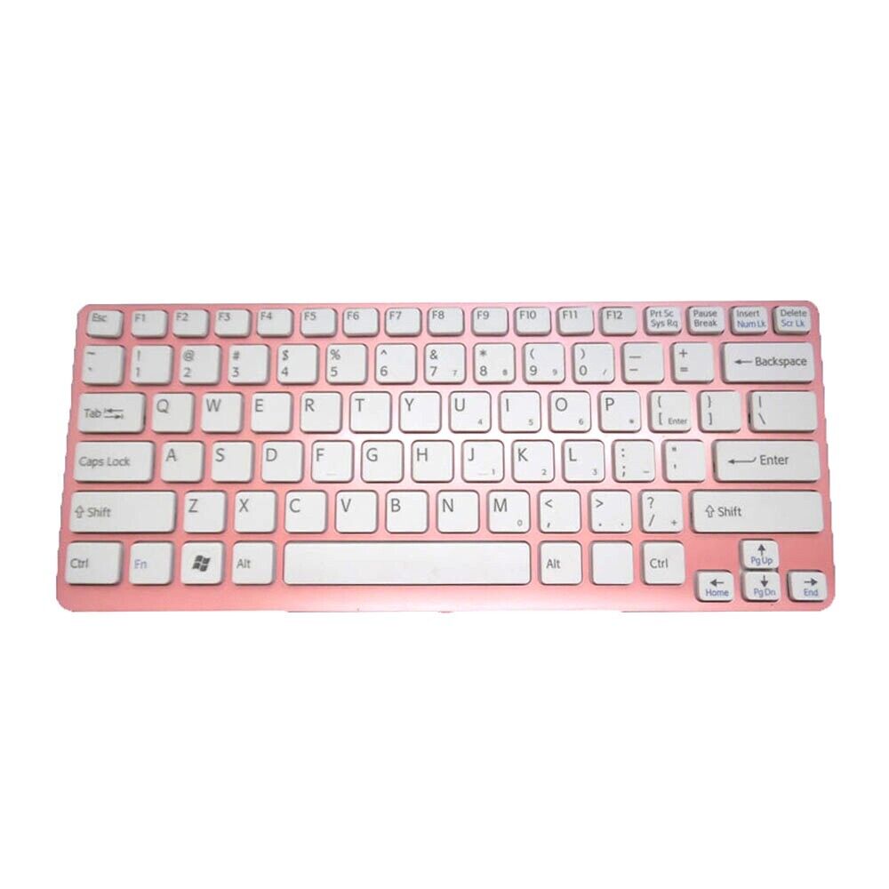 English US Laptop Keyboard For SONY SVE141 149022311US White With Pink Frame New