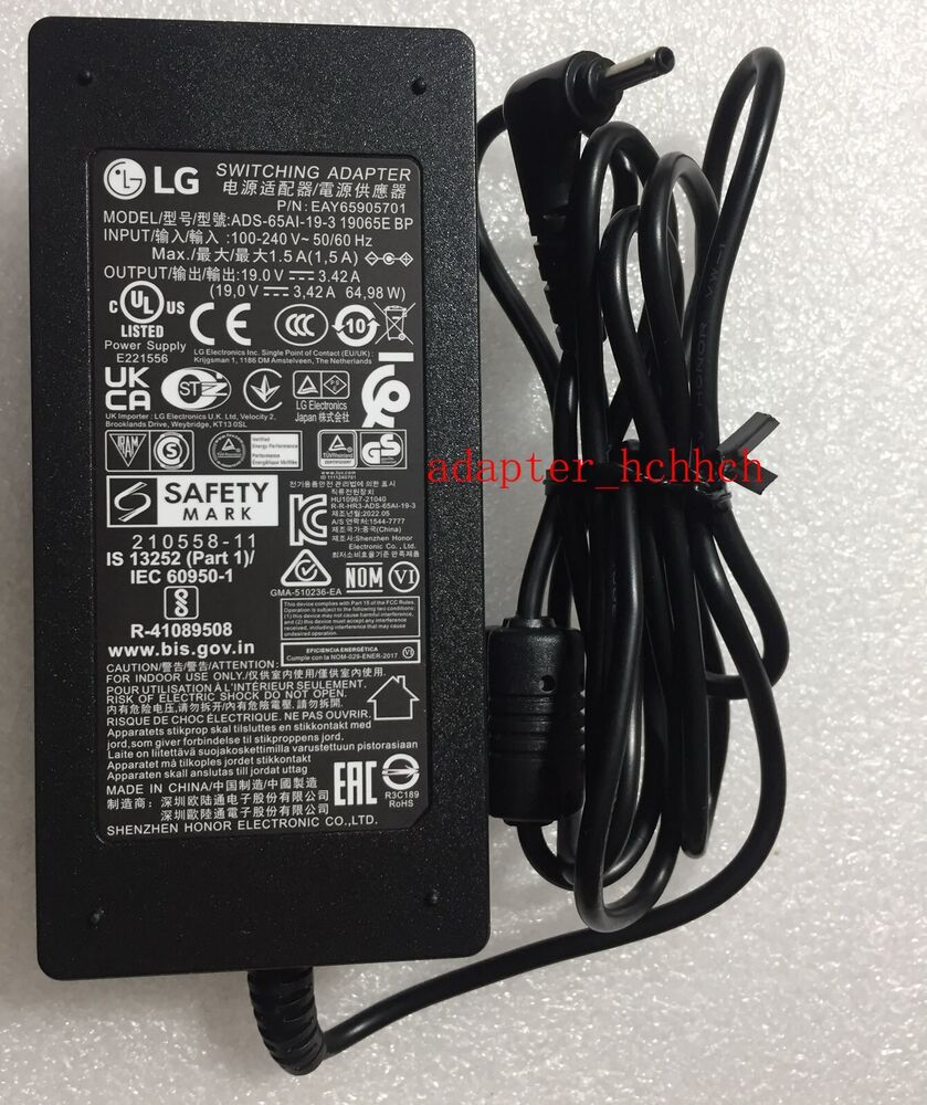 New Original OEM LG 65W Adapter for LG UltraPC 16U70Q-G.AP79G 19065E BP Notebook