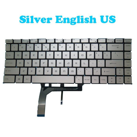 Silver Backlit Keyboard For MSI GS65 GF63 PS42 WS65 WP65 MS-14B1 MS-16Q4 English