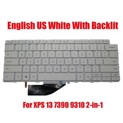 Laptop Keyboard For DELL XPS 13 7390 9310 2-in-1 English US White With Backlit