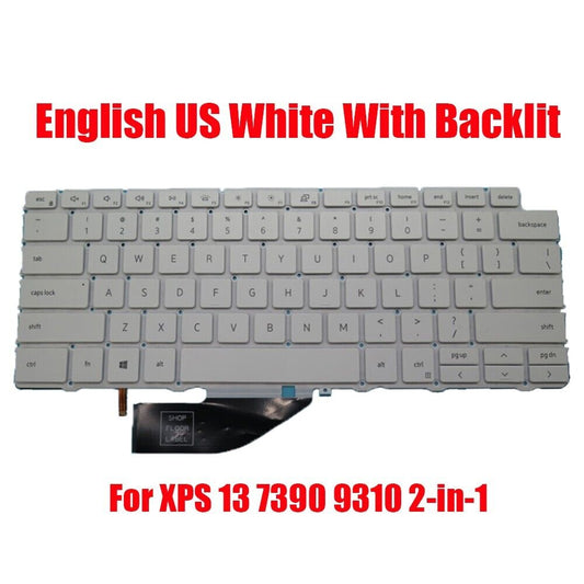 Laptop Keyboard For DELL XPS 13 7390 9310 2-in-1 English US White With Backlit