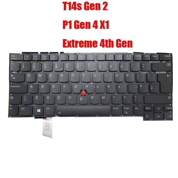 UK Backlit Keyboard For Lenovo ThinkPad T14s Gen 2 P1 Gen 4 X1 Extreme 4th Gen