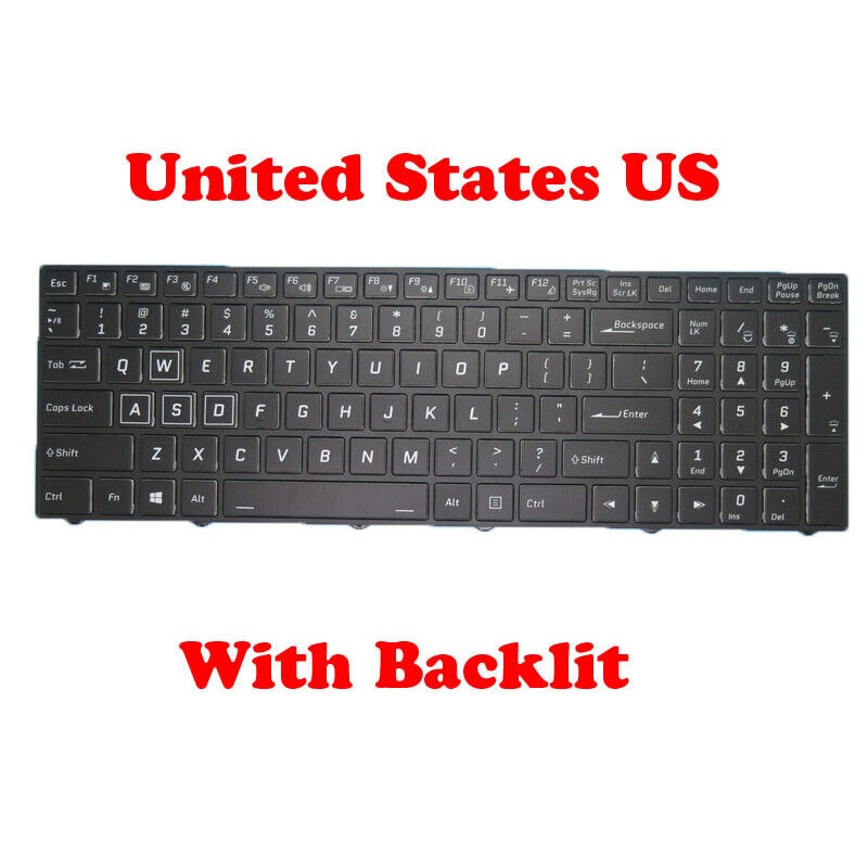 US Backlit Keyboard For CLEVO PA70 CVM17L23USJ4301 6-80-PA7E0-012-1 English