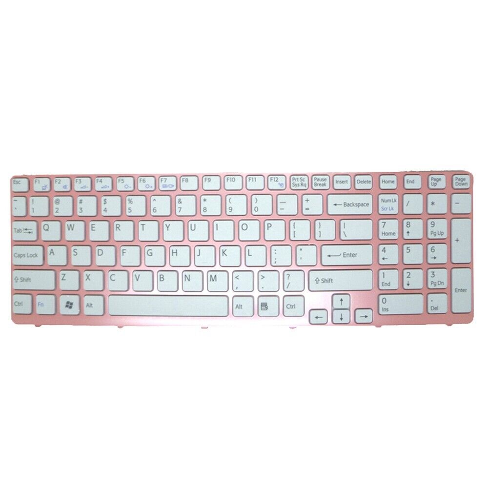 English US Laptop Keyboard For SONY For VAIO SVE15 White With Pink Frame New