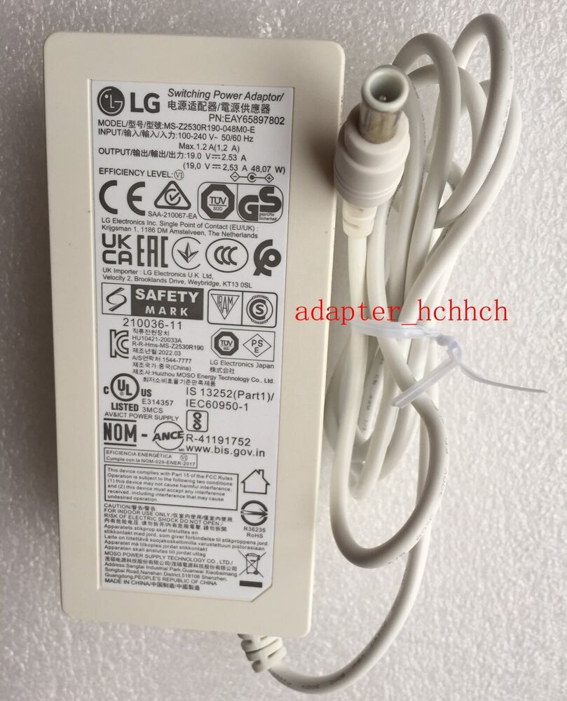 New Original OEM LG EAY65897802 Adapter&Cord for LG LCD-LED Monitor TV Projector