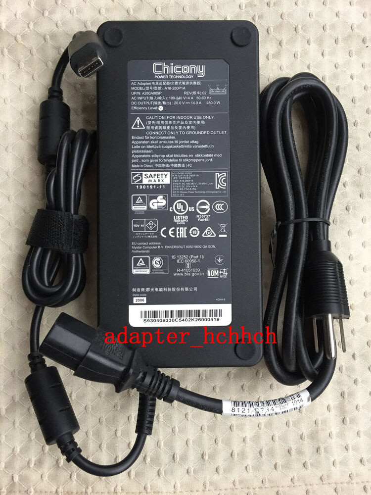 New Original MSI GE76 Dragon Tiamat 10UH-482 A18-280P1A Chicony 280W AC Adapter@