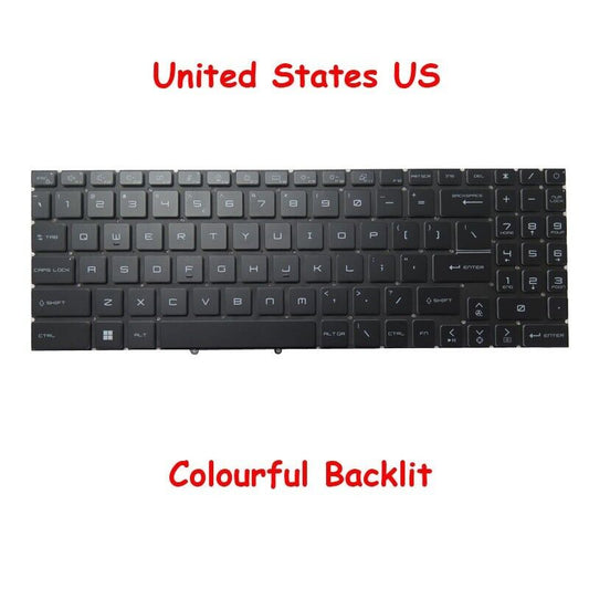 RGB Backlit US Keyboard For MSI GL76 NSK-FG0BBN 1D 9Z.NK1BN.B1D S1N3EUS243D10