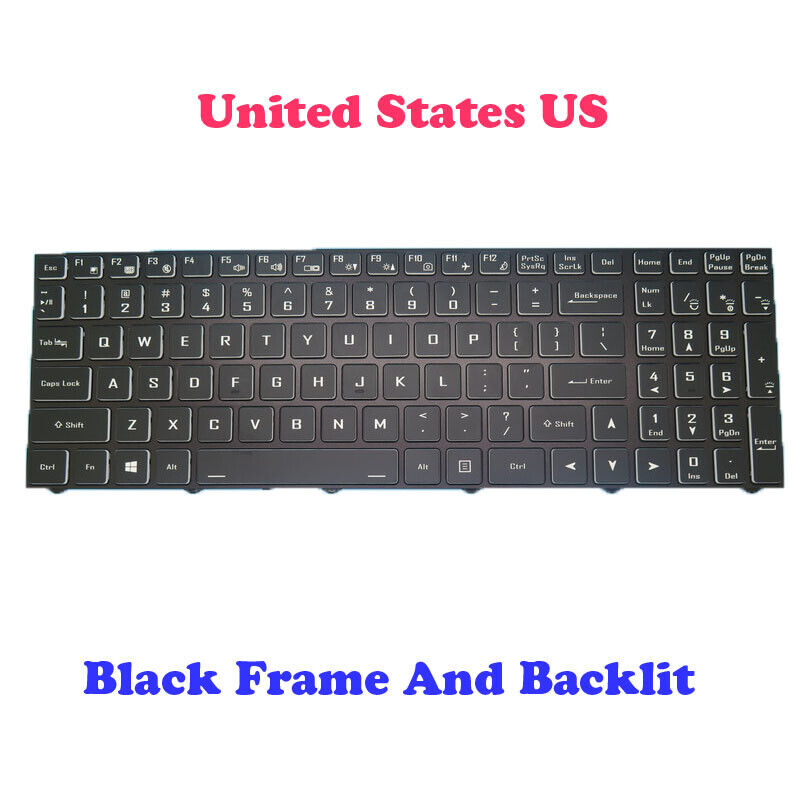 English US Backlit Keyboard For CLEVO N150ZU NL50NU NL52NU NL53NU NL50RU NL53RU