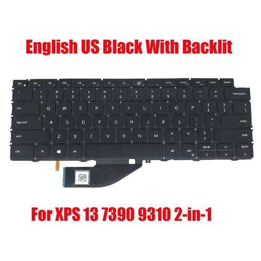 Backlit US Keyboard For DELL XPS 13 7390 9310 2-in-1 04J7RW 4J7RW PK132C91A00