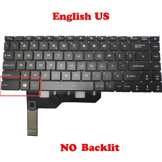 No Backlit Keyboard For MSI Summit B14 A11M MS-14D2 14D3 Summit B15 A11M English