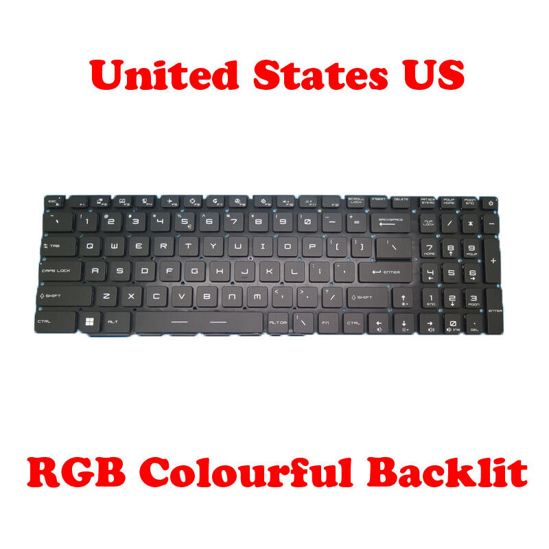 Per-Key RGB Backlight Keyboard For MSI Stealth 17M A12U A12UE MS-17R1 English