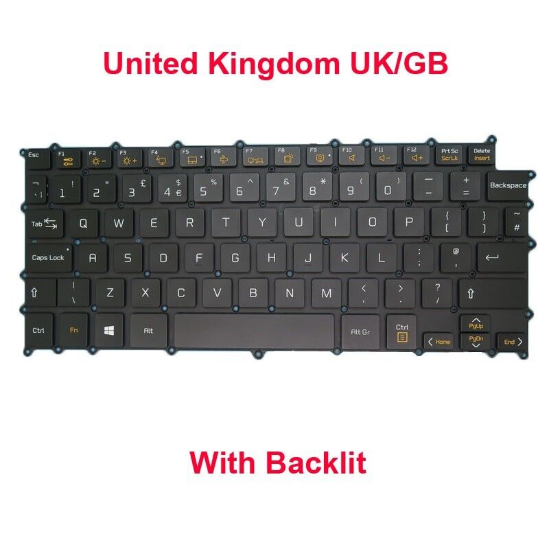 Backlit UK Keyboard For LG 13Z980 13ZD980 LG13Z98 14Z980 14ZD980 LG14Z98 Black