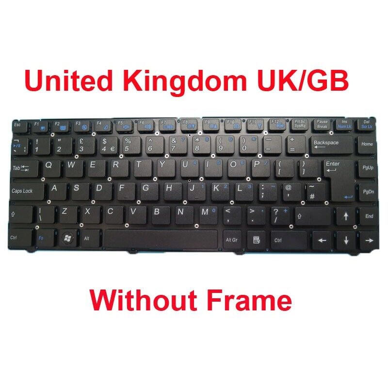 Keyboard For CLEVO W243 MP-10F86GB-430 6-80-W2440-190-1 United Kingdom No Frame