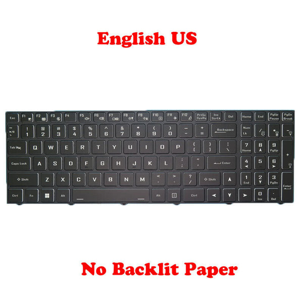 No Backlit Keyboard For CLEVO PC70 PC70DC PC70DD2 PC70DF1 PC70DXX PC50 English