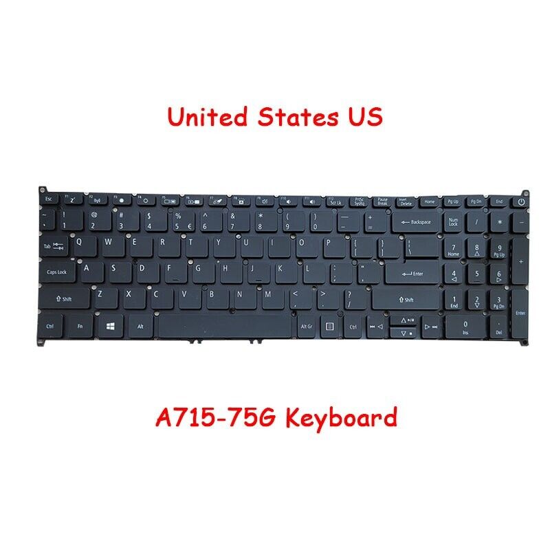 Laptop Keyboard For ACER Aspire A715-75G With Backlit United States US Black New