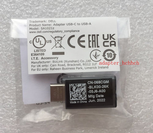 New Original Dell USB-C to USB-A Adapter SA1021z 68CGM 068CGM