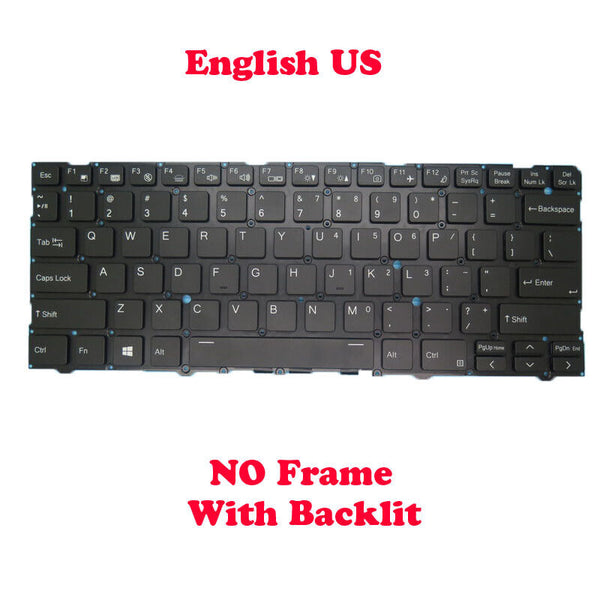 US Backlit Keyboard For CLEVO CVM19C33USJ430 6-80-L1400-01C-1 English NO Frame