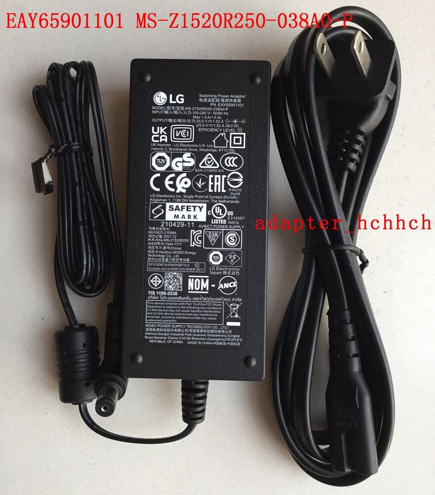 New Original OEM LG SL4Y Sound Bar EAY65901101 MS-Z1520R250-038A0-P Adapter&Cord