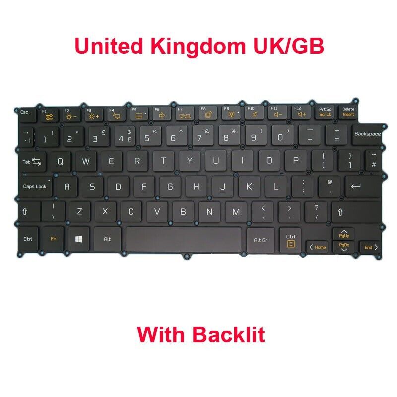 Backlit UK Keyboard For LG 14Z990 14Z990C 14Z990-G LG14Z99 14ZD990 14ZB990 Black