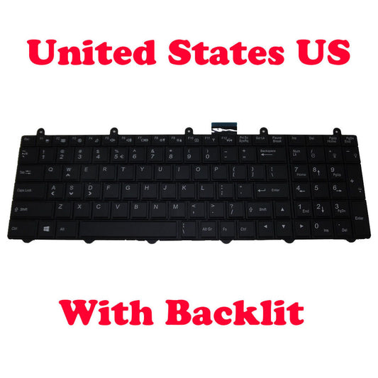 US Backlit Keyboard For CLEVO P157SM P177SM V132150BK1 6-80-P2701-011-3 English