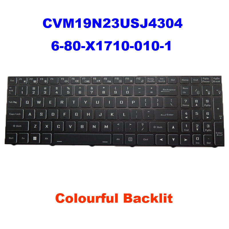 US English Backlit Keyboard For CLEVO NH50AC CVM19N23USJ4304 6-80-X1710-010-1