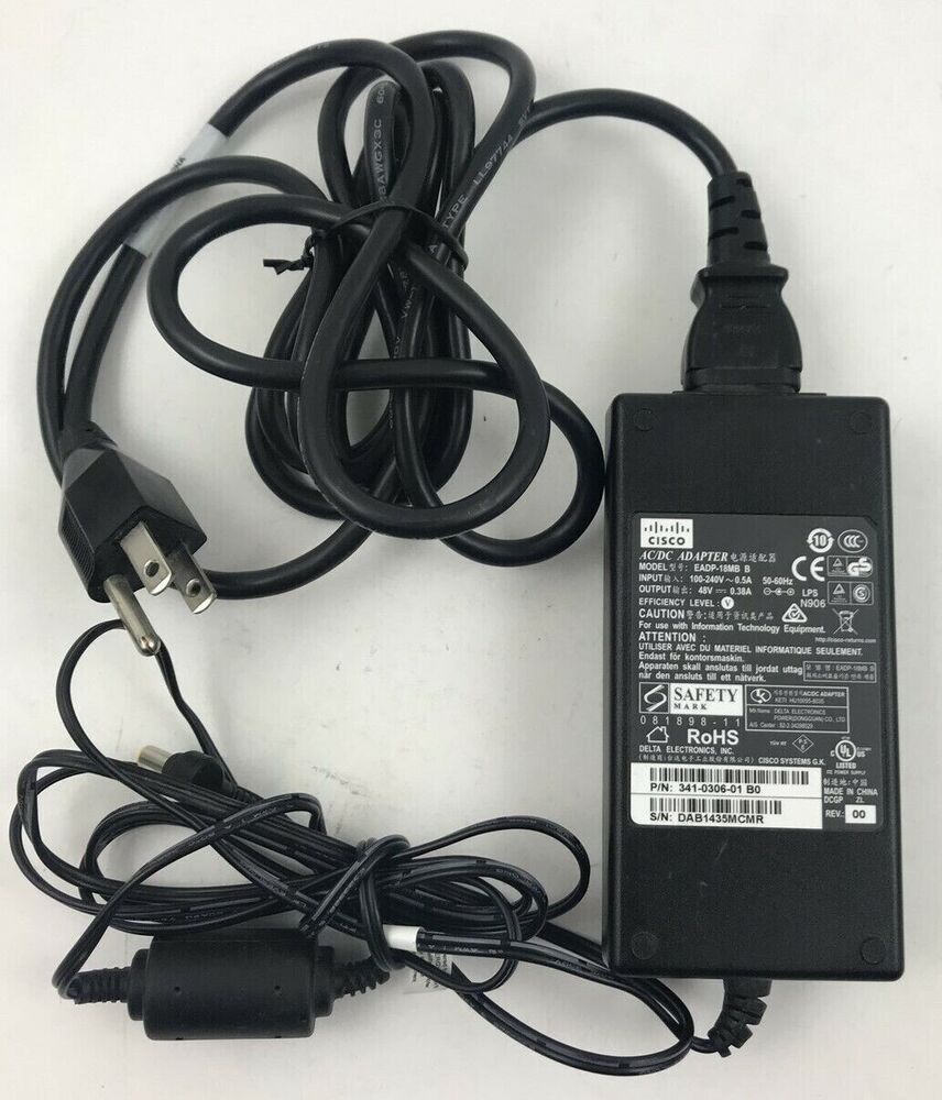 New Original Cisco 341-0306-01 48V 380mA AC Supply Cord/Charger Aironet IP Phone