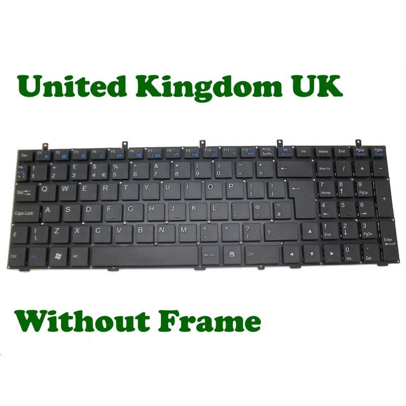 UK Keyboard For CLEVO W550EU W550EU1 MP-12C96GB-4303W 6-80-W55S0-190-1 No Frame