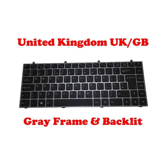 UK Backlit Keyboard For CLEVO W230ST MP-13C26GBJ4302 6-80-W23D0-190-1 Gray Frame
