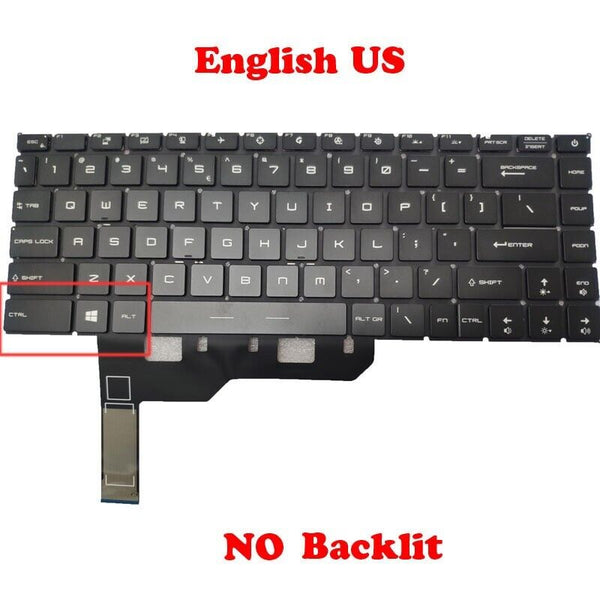 NO Backlit US Keyboard For MSI Prestige 15 P15 11th A11SB A11SCS A11UC A11UD