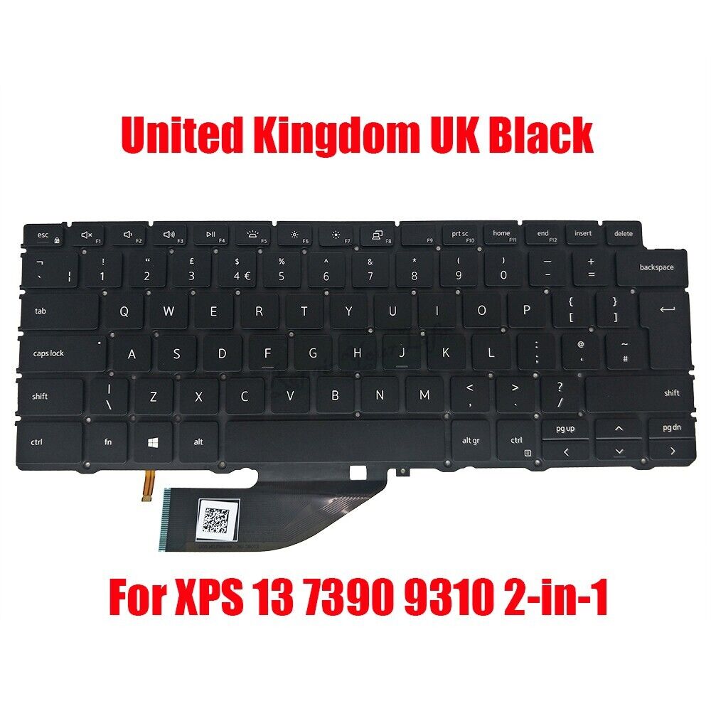 Backlit UK Keyboard For DELL XPS 13 7390 9310 2-in-1 0C8WV6 C8WV6 PK132C91A15