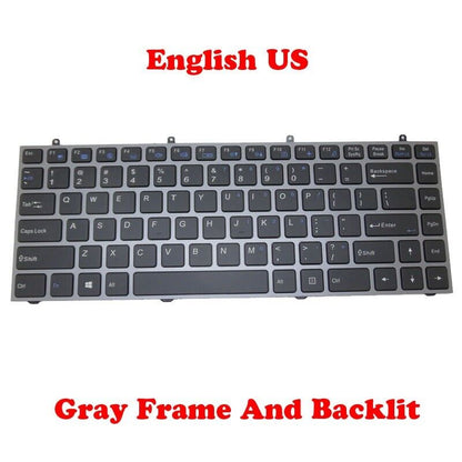 US Backlit Keyboard For CLEVO W230SS W230ST W230SD 6-80-W23D0-010-1 Gray Frame