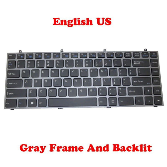 US Backlit Keyboard For CLEVO W230SS W230ST W230SD 6-80-W23D0-010-1 Gray Frame
