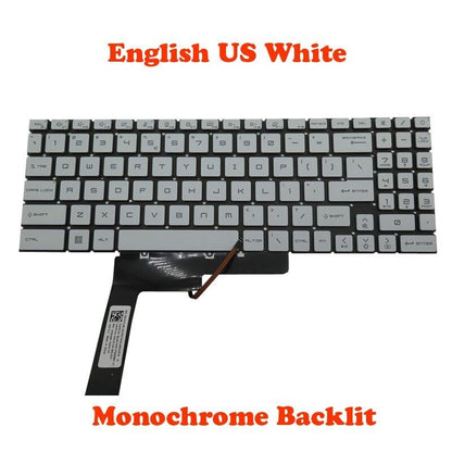 Monochrome Backlit US Keyboard For MSI Pulse GL76-11U 11UCK GL76-12U 12UDK 12UCK