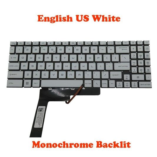 Monochrome Backlit US Keyboard For MSI Pulse GL76-11U 11UCK GL76-12U 12UDK 12UCK