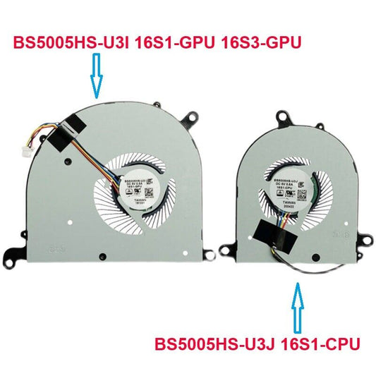 CPU GPU FAN For MSI PS63 BS5005HS-U3J 16S1-CPU BS5005HS-U3I 16S1-GPU 16S3-GPU