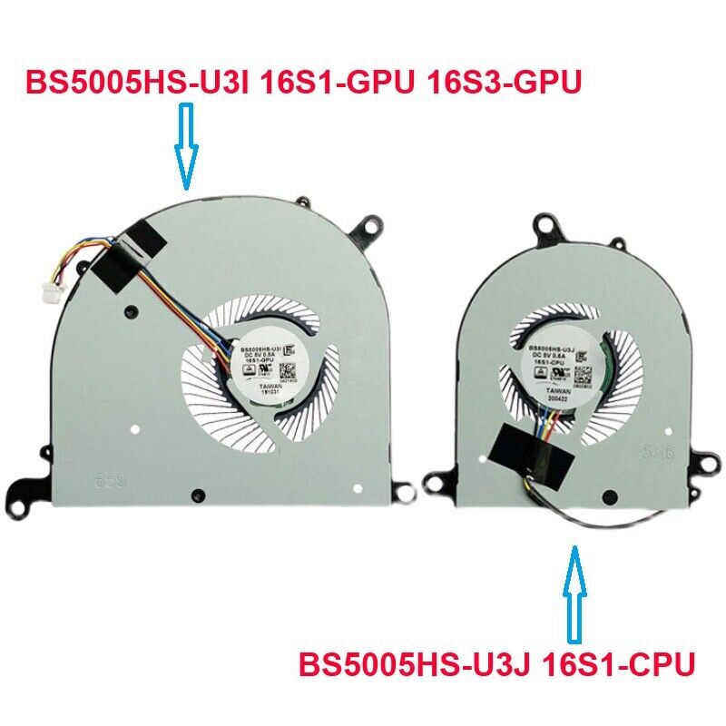CPU GPU FAN For MSI PS63 BS5005HS-U3J 16S1-CPU BS5005HS-U3I 16S1-GPU 16S3-GPU