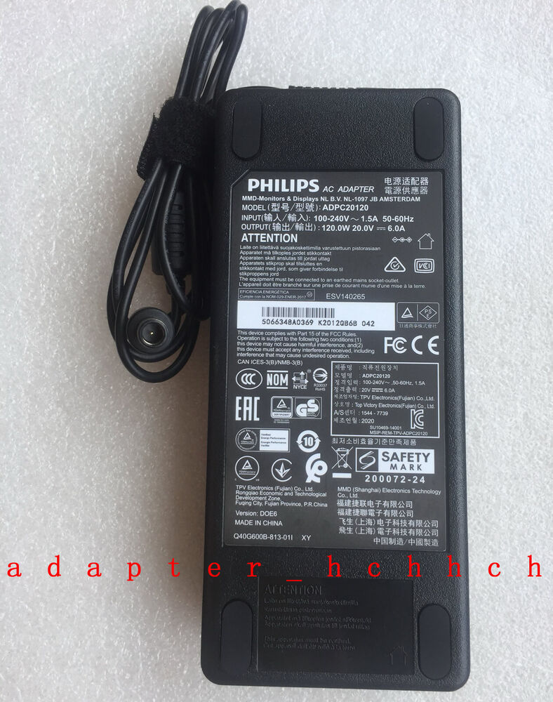 New Original OEM Philips 241B7QUPBEB FHD LCD monitor ADPC20120 20V 6A AC Adapter