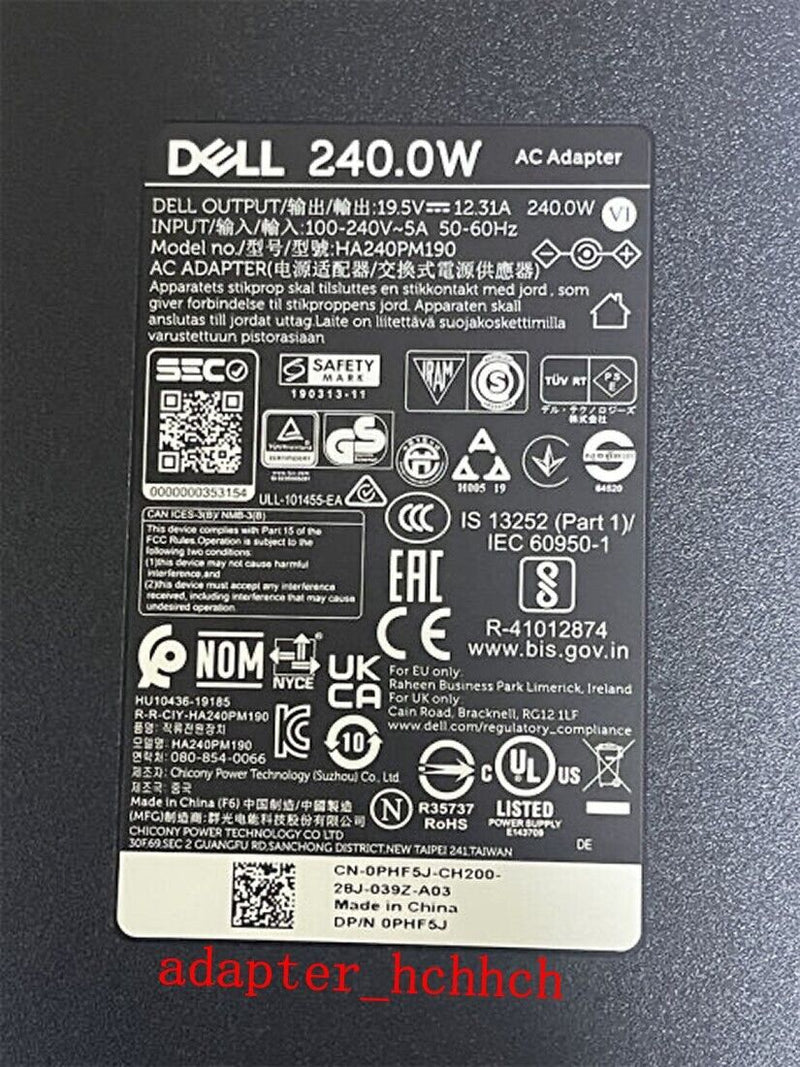 New Original Dell 240W Adapter for Dell G15 5520 P105F007 DA240PM190 HA240PM190@