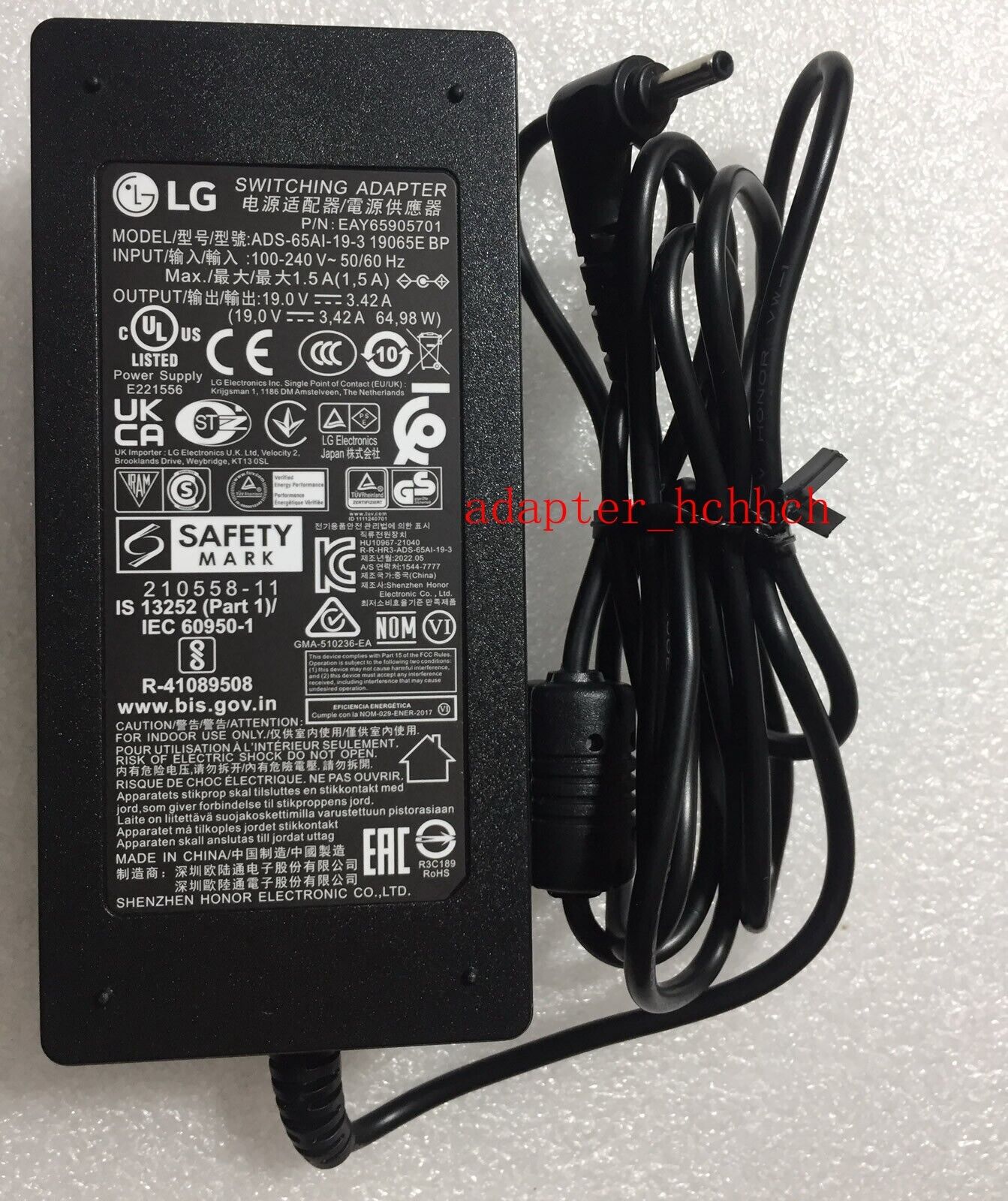 New Original OEM LG 65W 19V Adapter for LG Gram 16U75R Series EAY65905701 Laptop