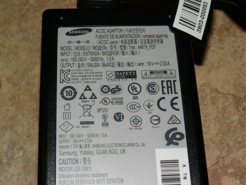 New Original Samsung 19V AC Adapter&Cord for Samsung HW-KM39,HW-KM39/ZA Soundbar