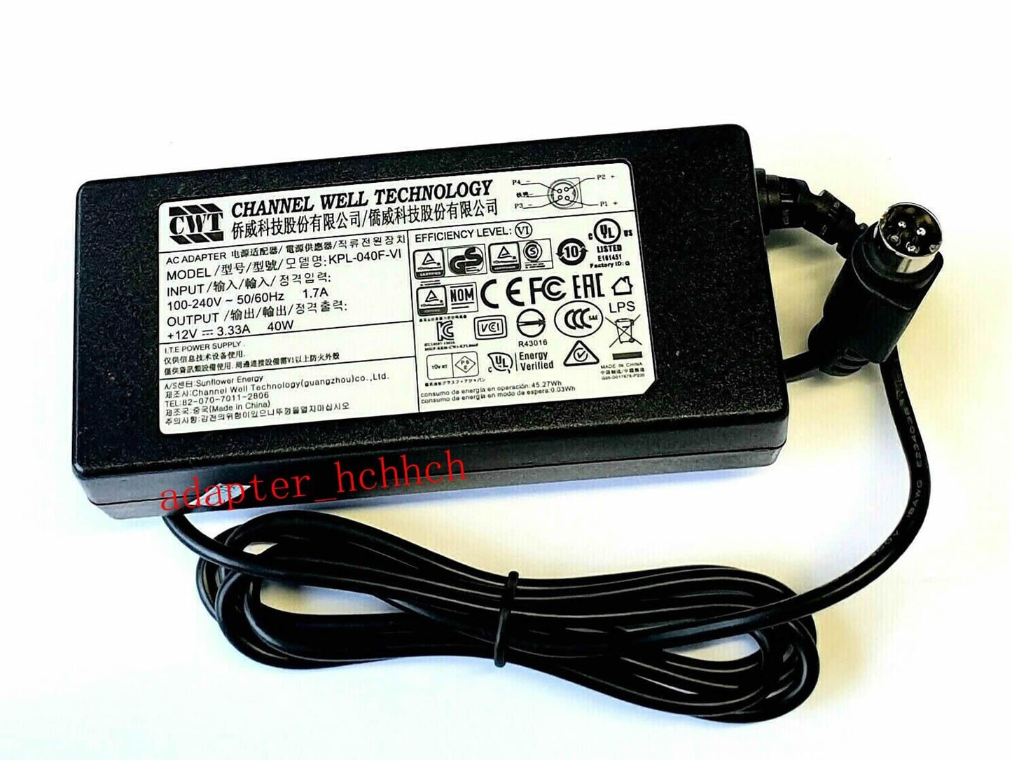 New Original OEM 12V 3.33A AC/DC Adapter&Cord For Hikvision DS-7204HUHI-F1/N DVR